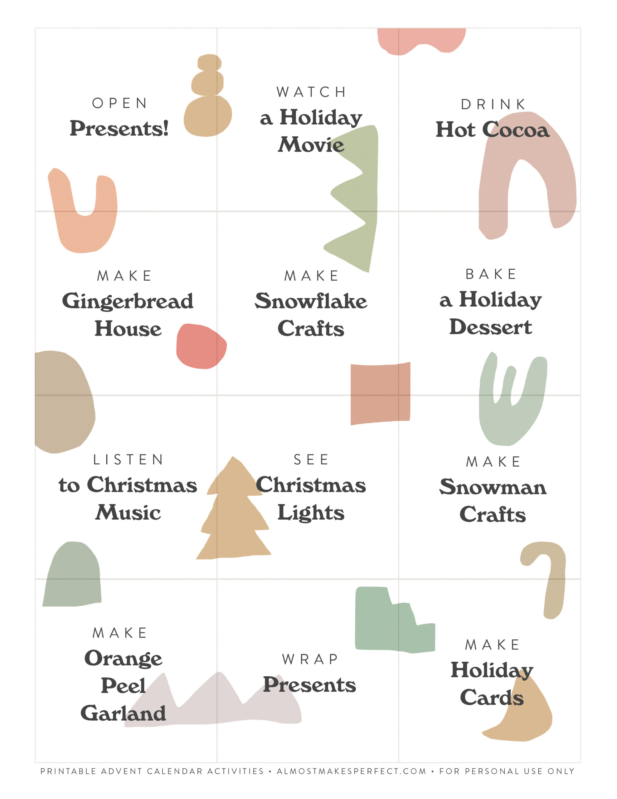 printable advent calendar activities – almost makes perfect